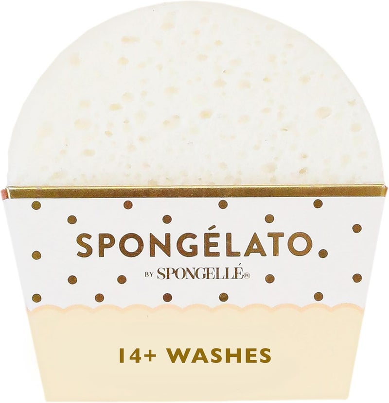 SPONGELLÉ Spongelato Loofah Exfoliating Body Scrubber by Spongelle | Infused with Body Wash | Bath & Shower Loofah for Women | 14+ uses | Fior de Latte (Vanilla) Gelato Inspired - Image 1